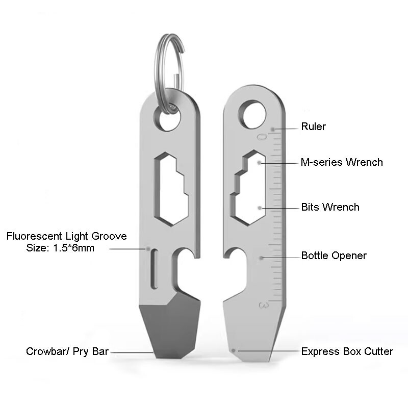 Hot Mini Titanium Alloy Keychain Pry Bar EDC Crowbar Opener Outdoor Multi Tools