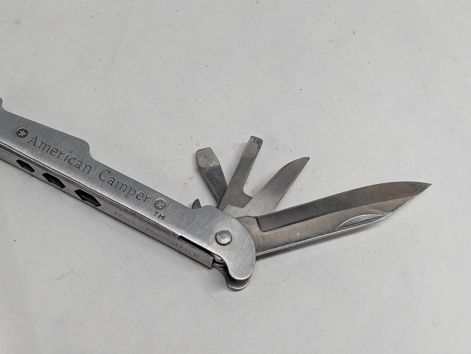 Vintage American Camper Multi Tool Folding Pocket Knife Set Stainless Steel