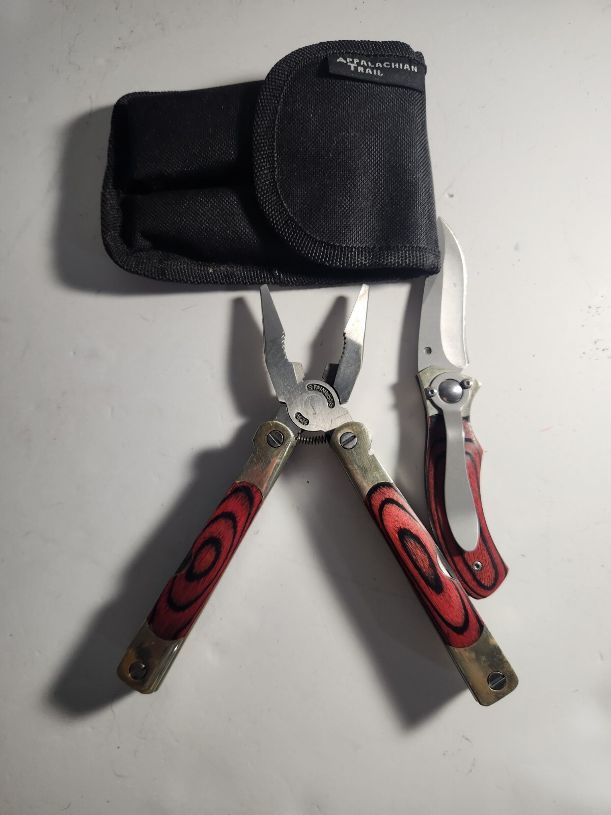 Appalachian Trail Multitool & Knife Set in Belt Case Knives Pliers & Saw More