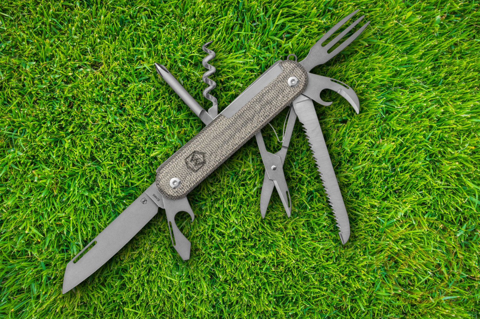 Mercury Duka Multi Tool Large Blade Standard Stonewash Essentials Green Micarta