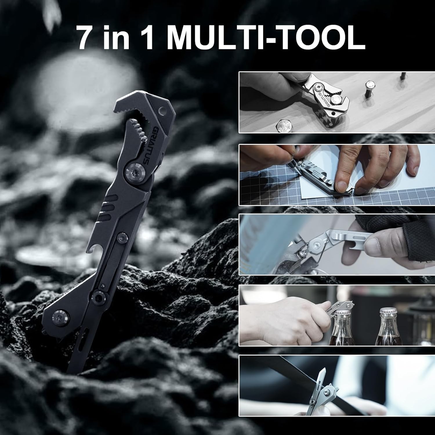 Compact 7-in-1 Multitool with Knife, Wrench, and Window Breaker – Gift for Him
