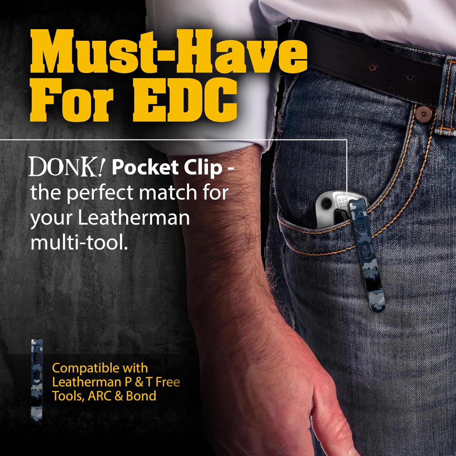 Donk Pocket Clip for Leatherman Free P & T Series, ARC, Bond and Curl Multito…