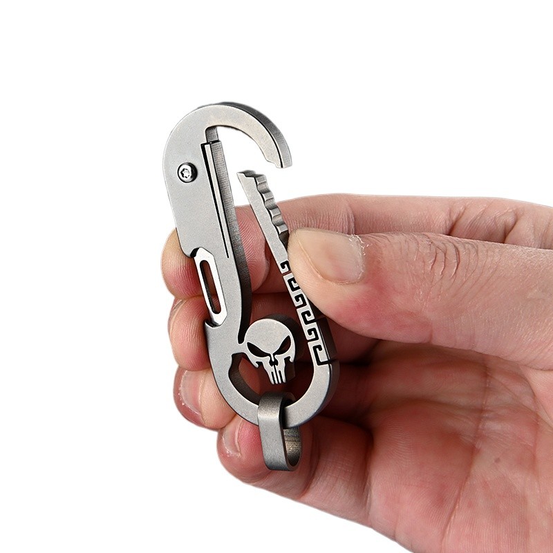 Titanium alloy punisher Skeleton Multi functional Keychain EDC