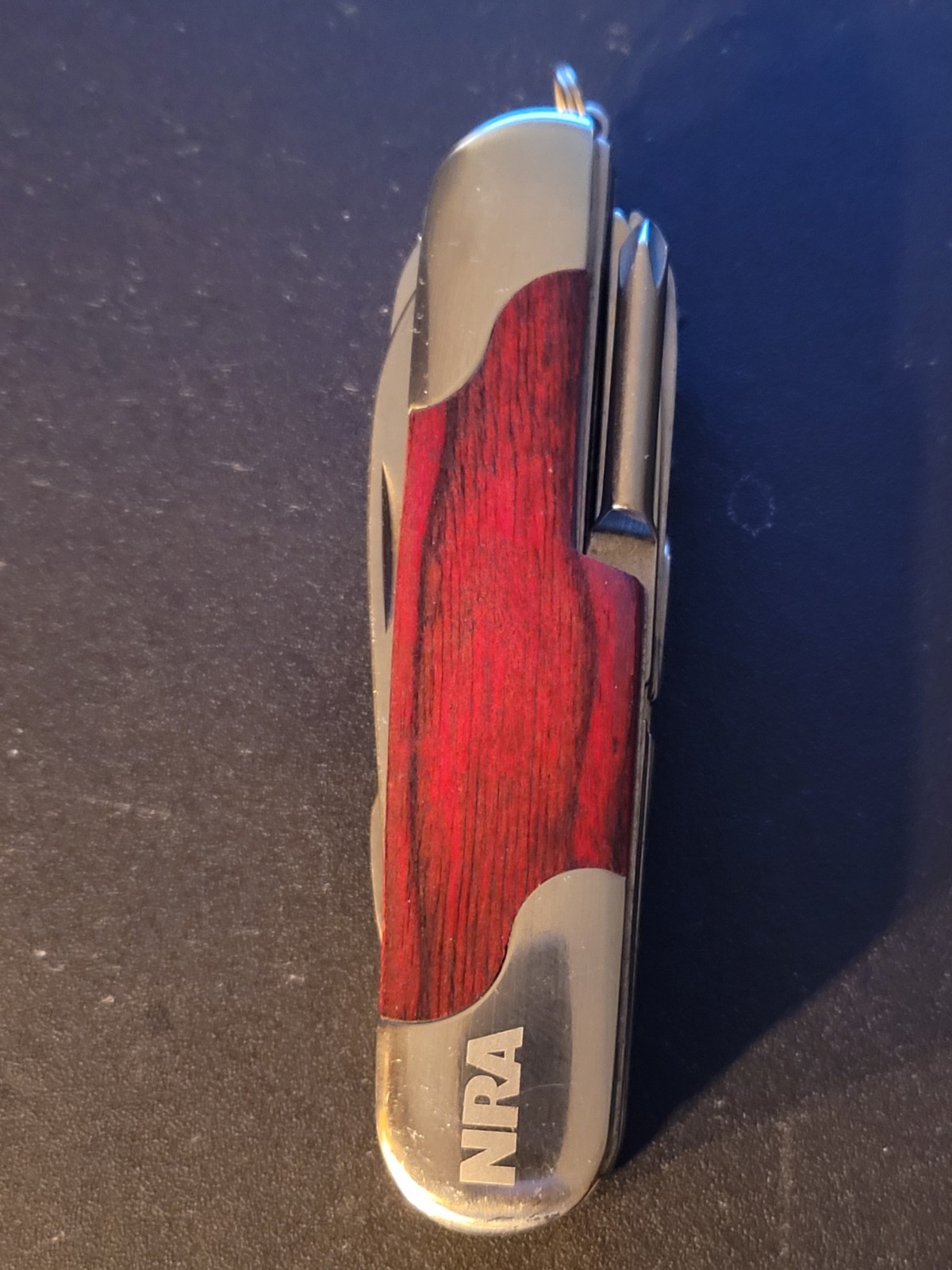 NEW NRA 11-in-1 Multi-Tool Pocket Knife w/ Wooden Inlay – Stainless Steel