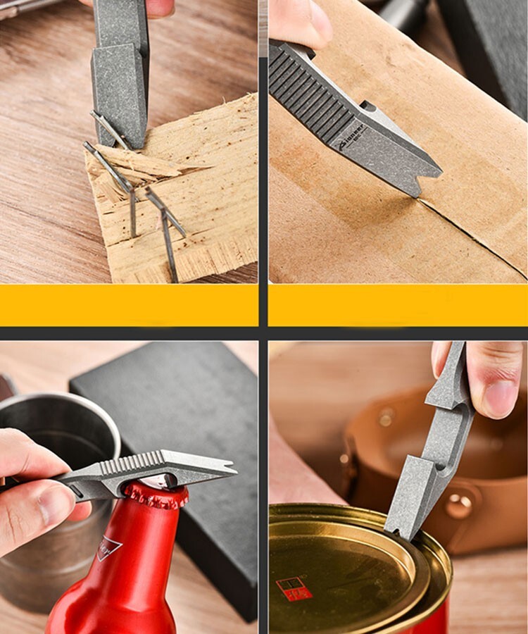 CNC Titanium Alloy Pry Bar Crowbar Bottle Opener Cutter Outdoor EDC Multi Tools