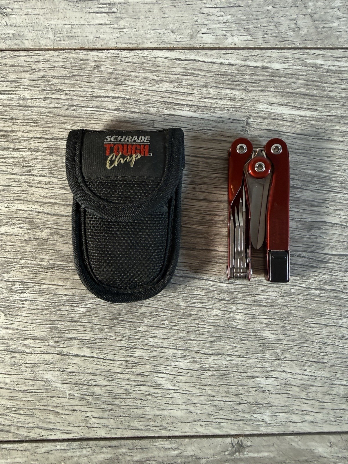 Schrade Tough Chip Red Compact Multi-Tool With Nylon Sheath USA