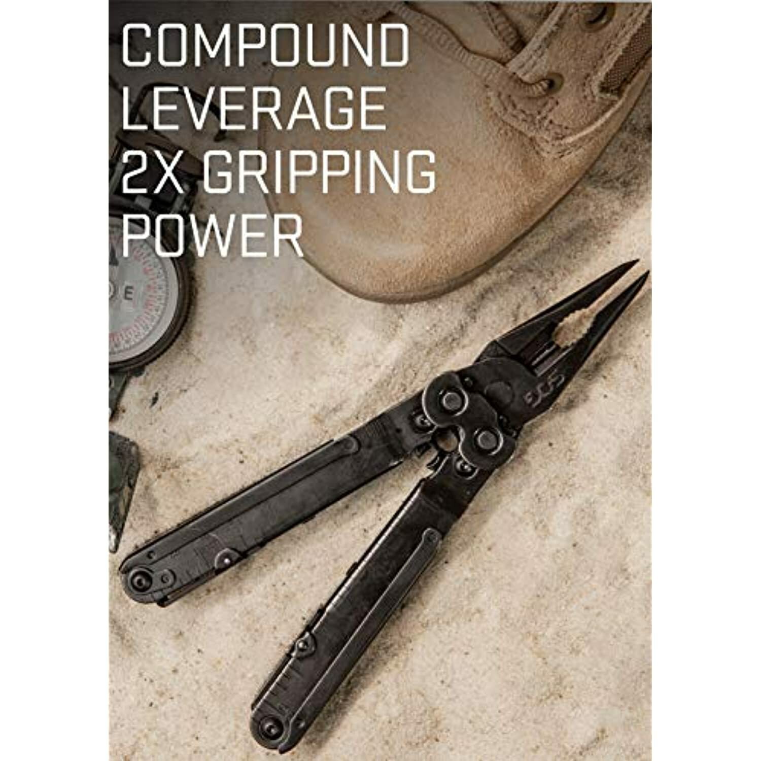 SOG PowerLock Multi-Tool- Compound Leverage Technology with EOD Crimper Device,