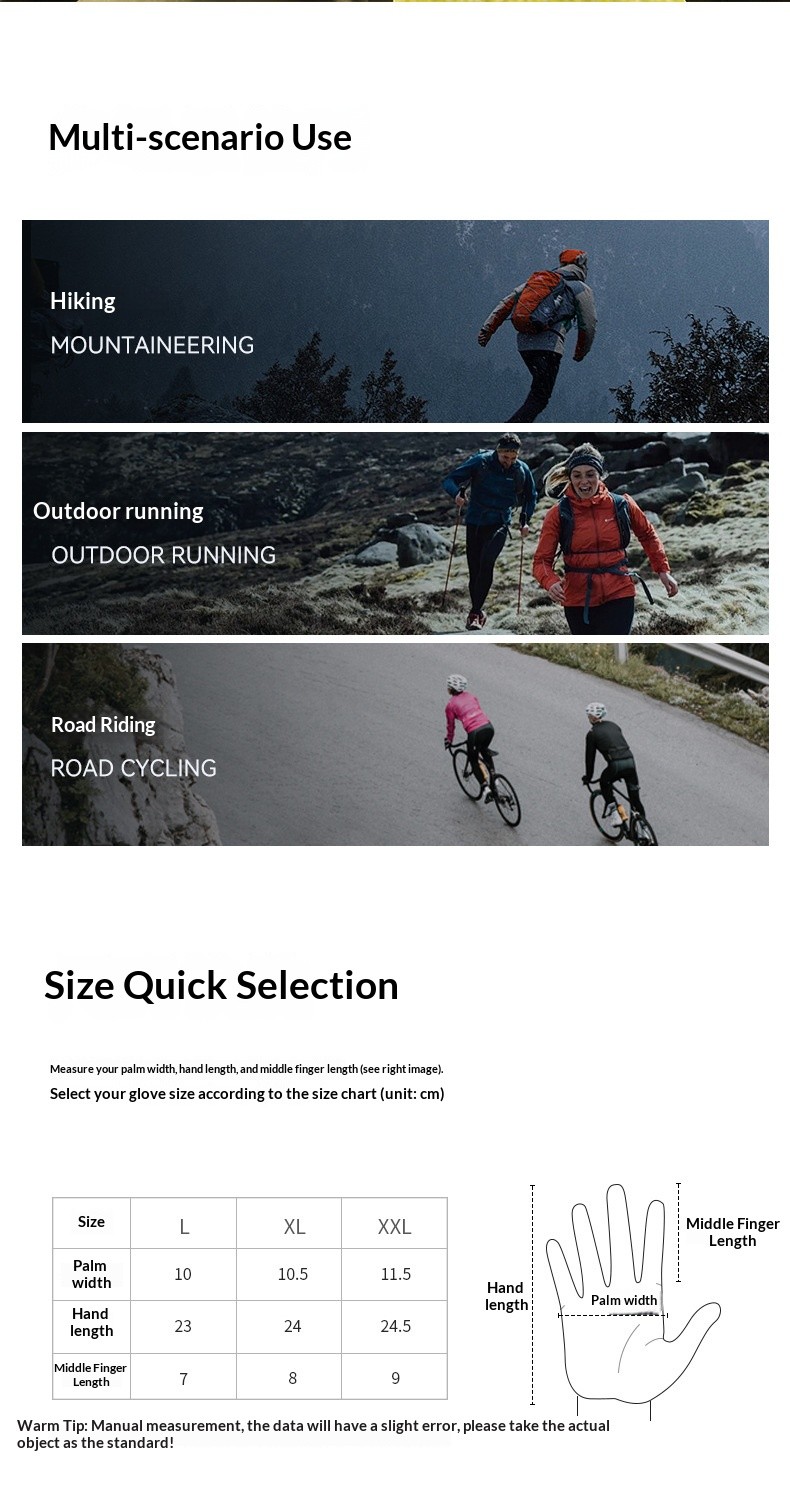 Button style windproof and cold proof outdoor hiking and cycling warm gloves