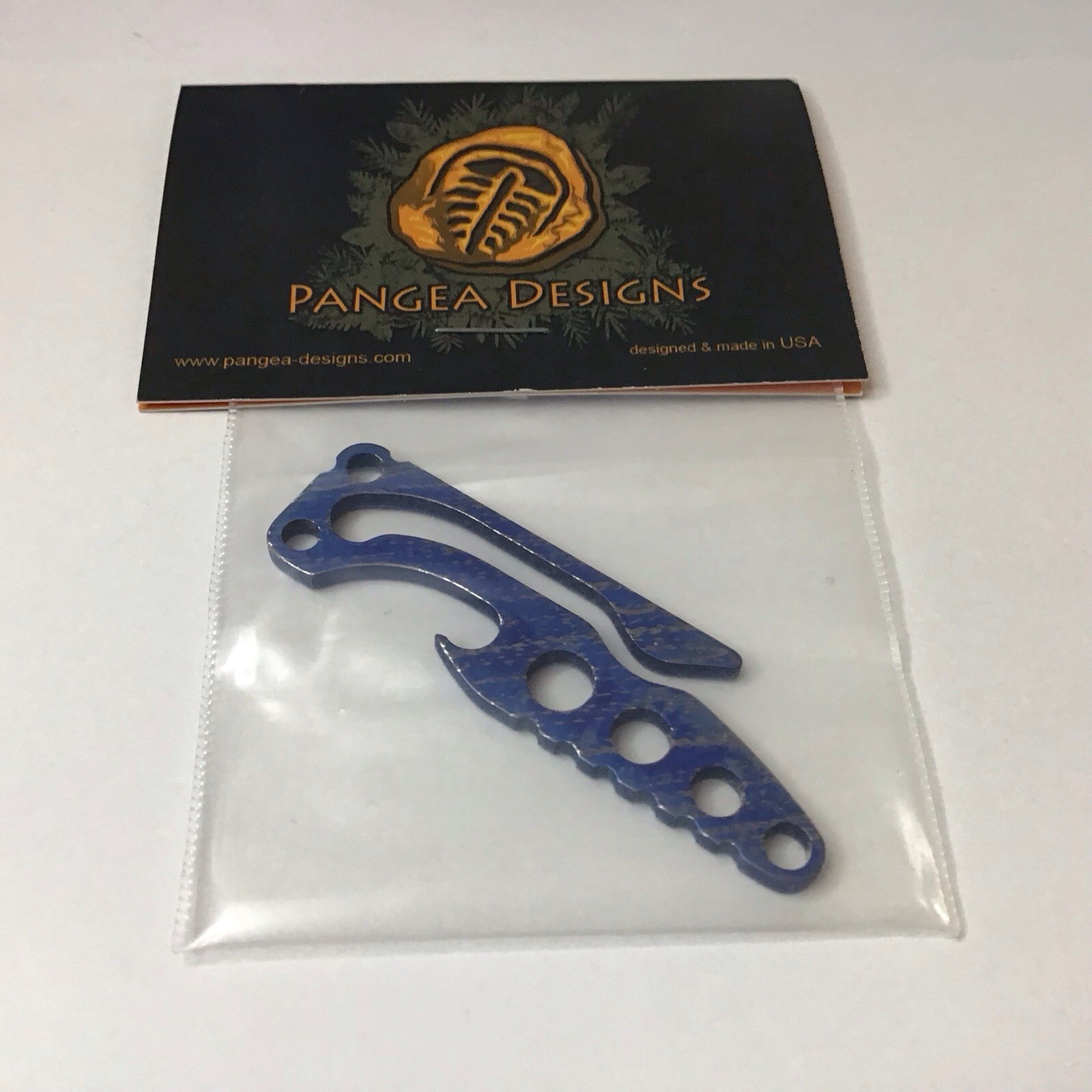 Pangea Design Pickpocket Alpha Denim Blue Titanium EDC Pocket Dangler Keychain