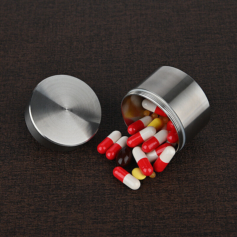 Solid Stainless Steel Waterproof Tank EDC Outdoor Travel Home Sealed Pill Case