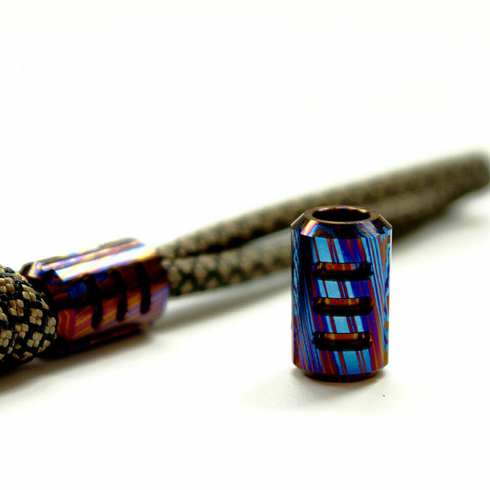 Titanium Moku Ti Timascus Lanyard Umbrella Rope Pendant EDC DIY Bead Zipper Head