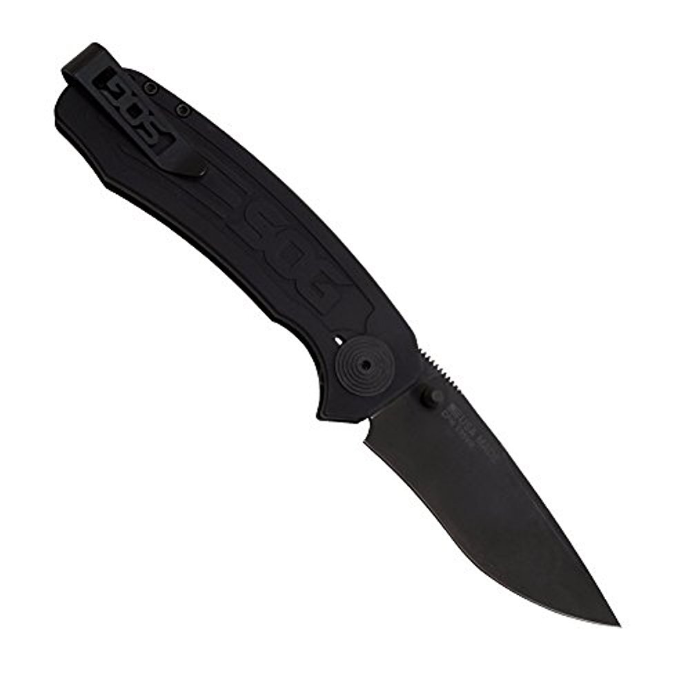 ~NEW~ SOG Banner BA1001 folding knife, black w/ black cerakote blade, USA made