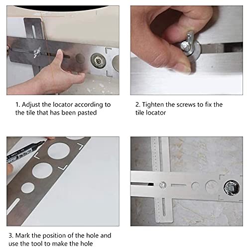 Multi Angle Measuring Ruler Adjustable Tile Hole Finder Ceramic Tile Hole E…