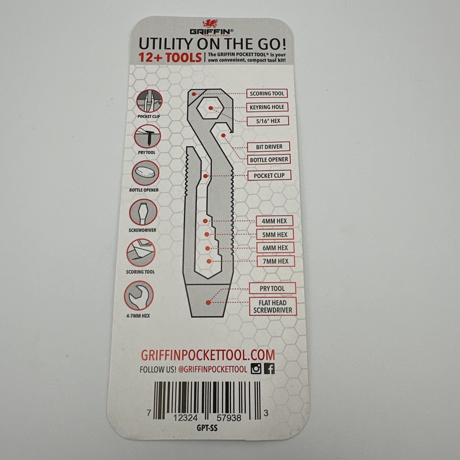 Griffin Pocket Tool GPT-SS Metric Stainless Steel One Piece Construction Medium