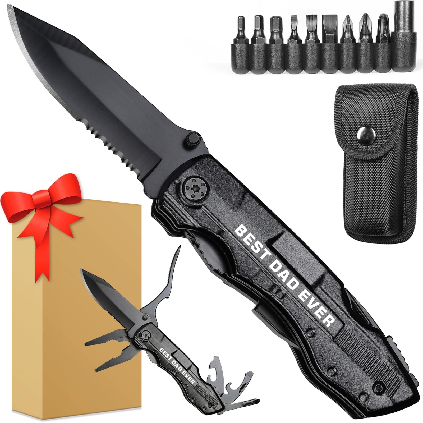 Gift for Dad, Multitool Knife BEST DAD EVER for Camping, Fathers Day Christma…