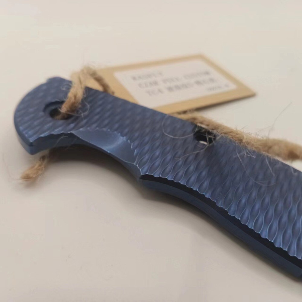 TC4 Titanium Alloy Blue Wave Pattern Handle Scale for Rick Hinderer XM18 3.5”