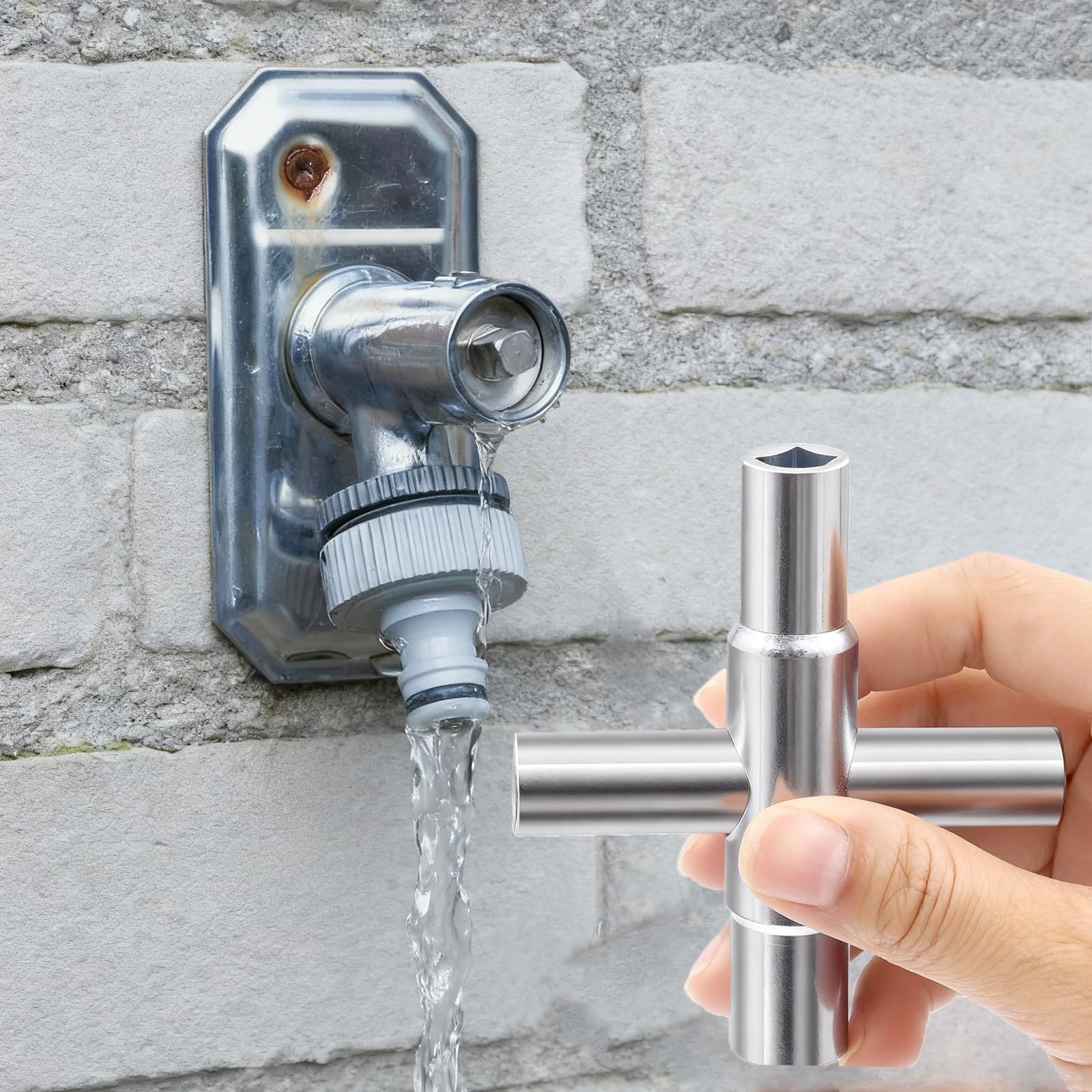 2 Pack 4-Way Sillcock Key Set Utilities Key Steel Sillcock for Valve Faucet