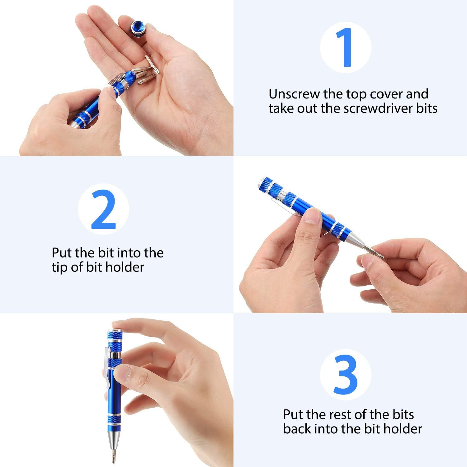 Pen Screwdriver Fathers Day Dad Gifts Multitool Handy Tool 8 in 1 Magnetic Pocke