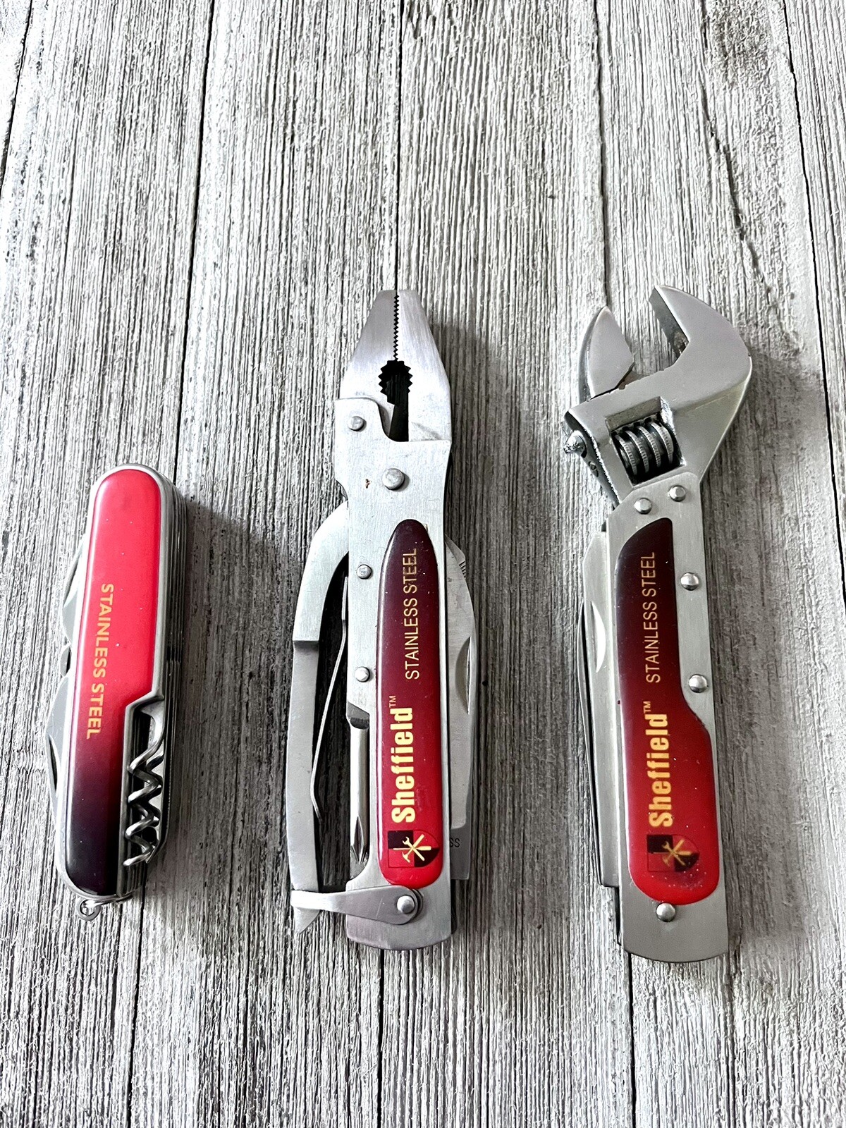 Sheffield Stainless 3 Piece Pocket Knife Tool Kit: Multi-Function Pocket Knives