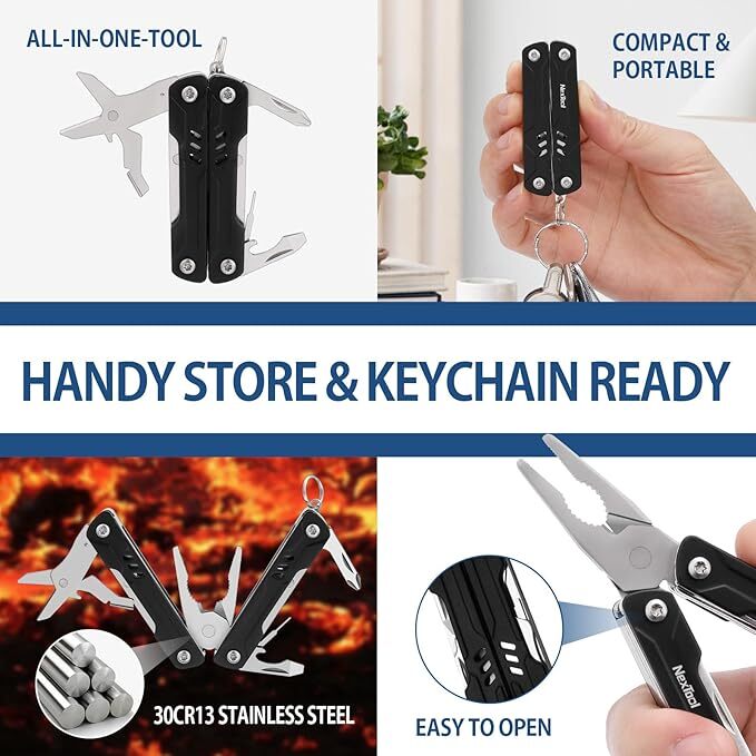 Multitool with Needle Nose Pliers Scissors SIM Extractor Screwdrivers for Travel