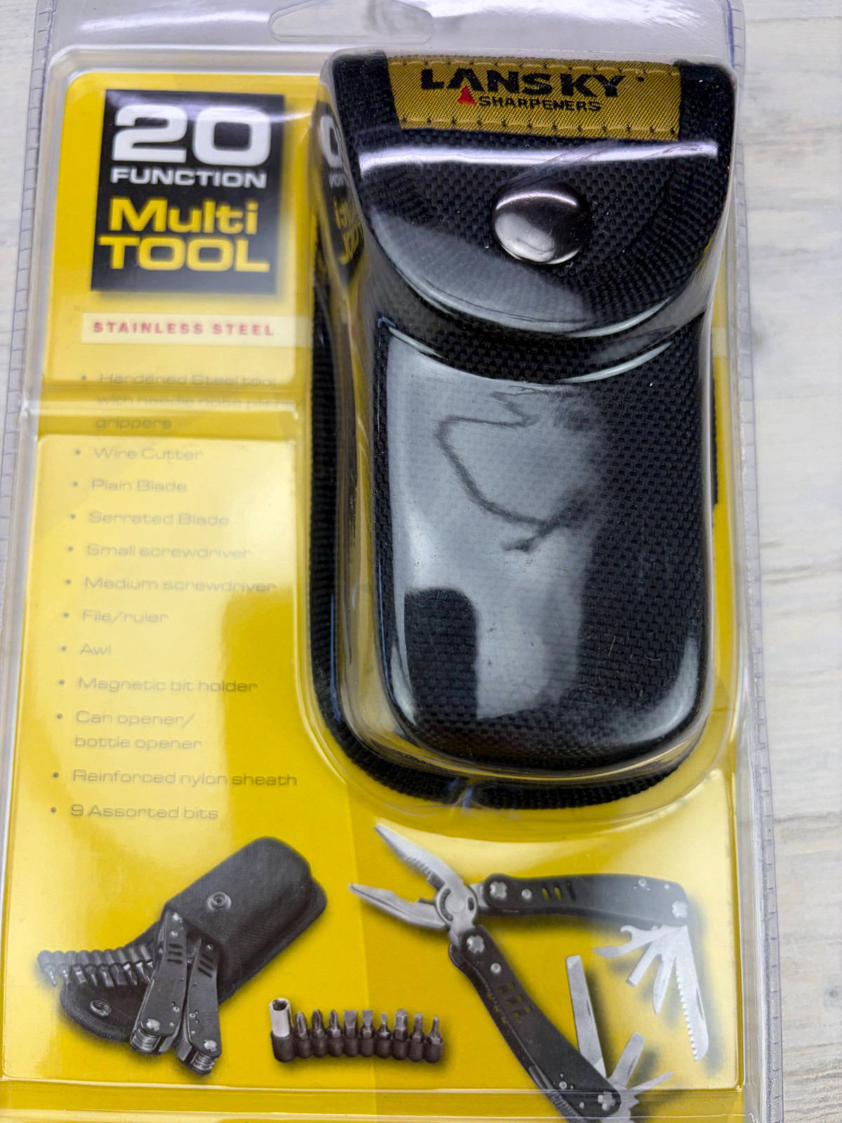 Lansky Multi Tool – Black Stainless Handles + Nylon Belt Sheath – LMT100B