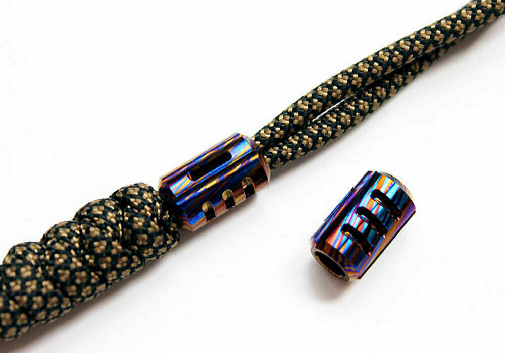 Titanium Moku Ti Timascus Lanyard Umbrella Rope Pendant EDC DIY Bead Zipper Head