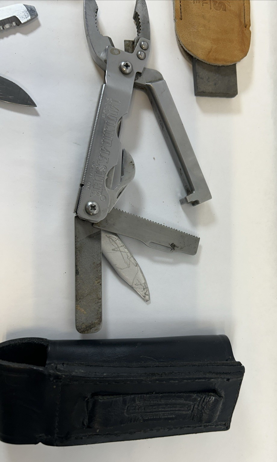 Used Lot of 3 Multi-Tool Pliers 1 MultiMaster and 2 General, Plus Sharpen Stone