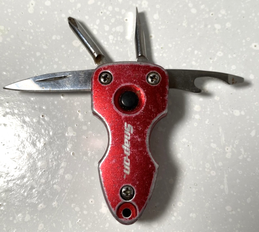Snap-On multi tool function tool flashlight knife red bottle opener