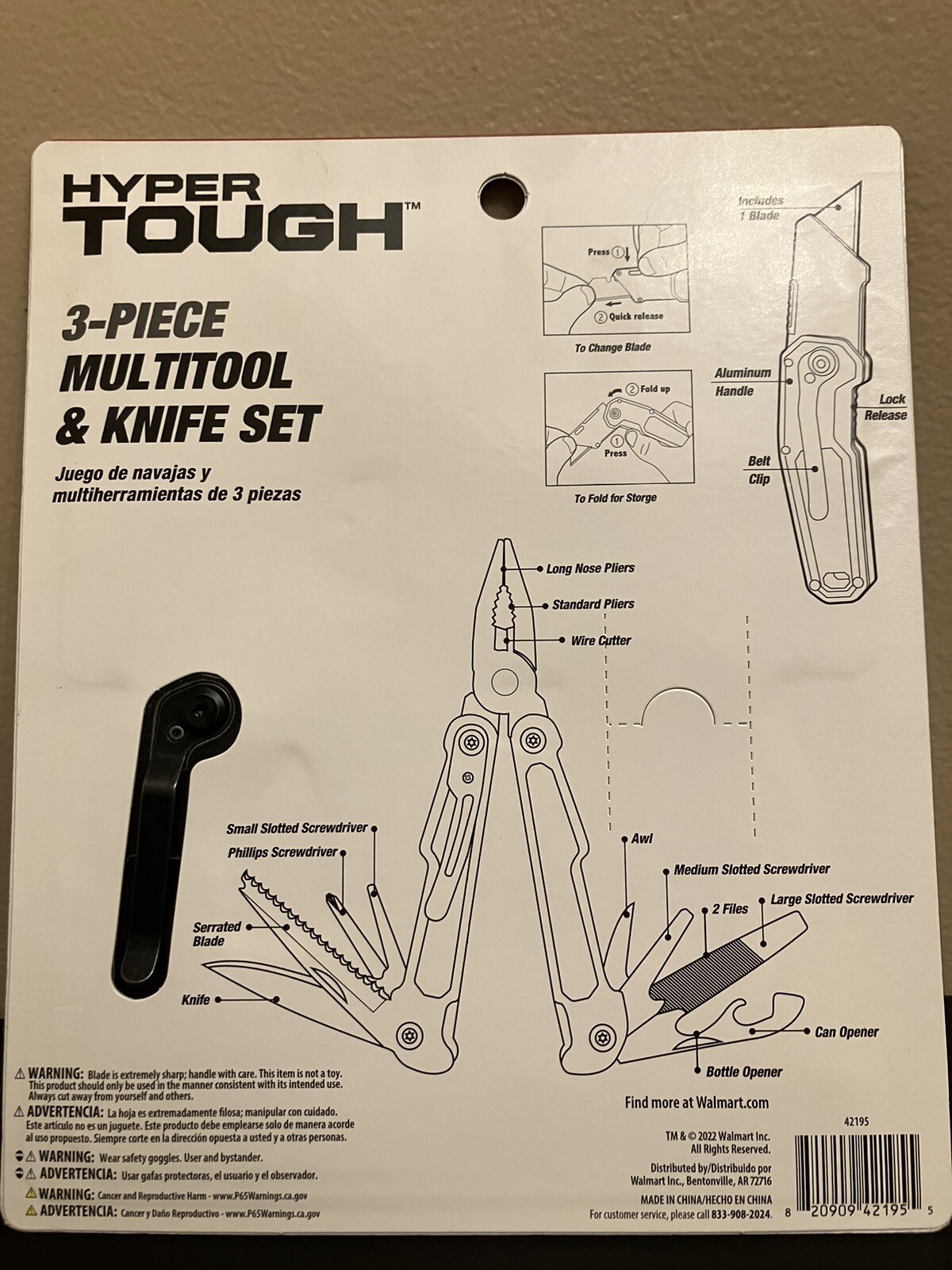 Hyper Tough 3-Piece Multi Tool and Knife Set, Model ( Brand New