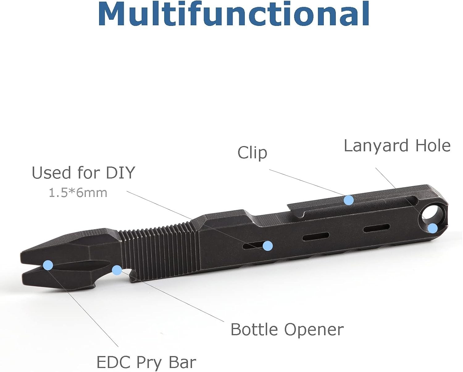 Titanium EDC Pry Bar with Nail Puller Bottle Opener Function with Pocket Clip…
