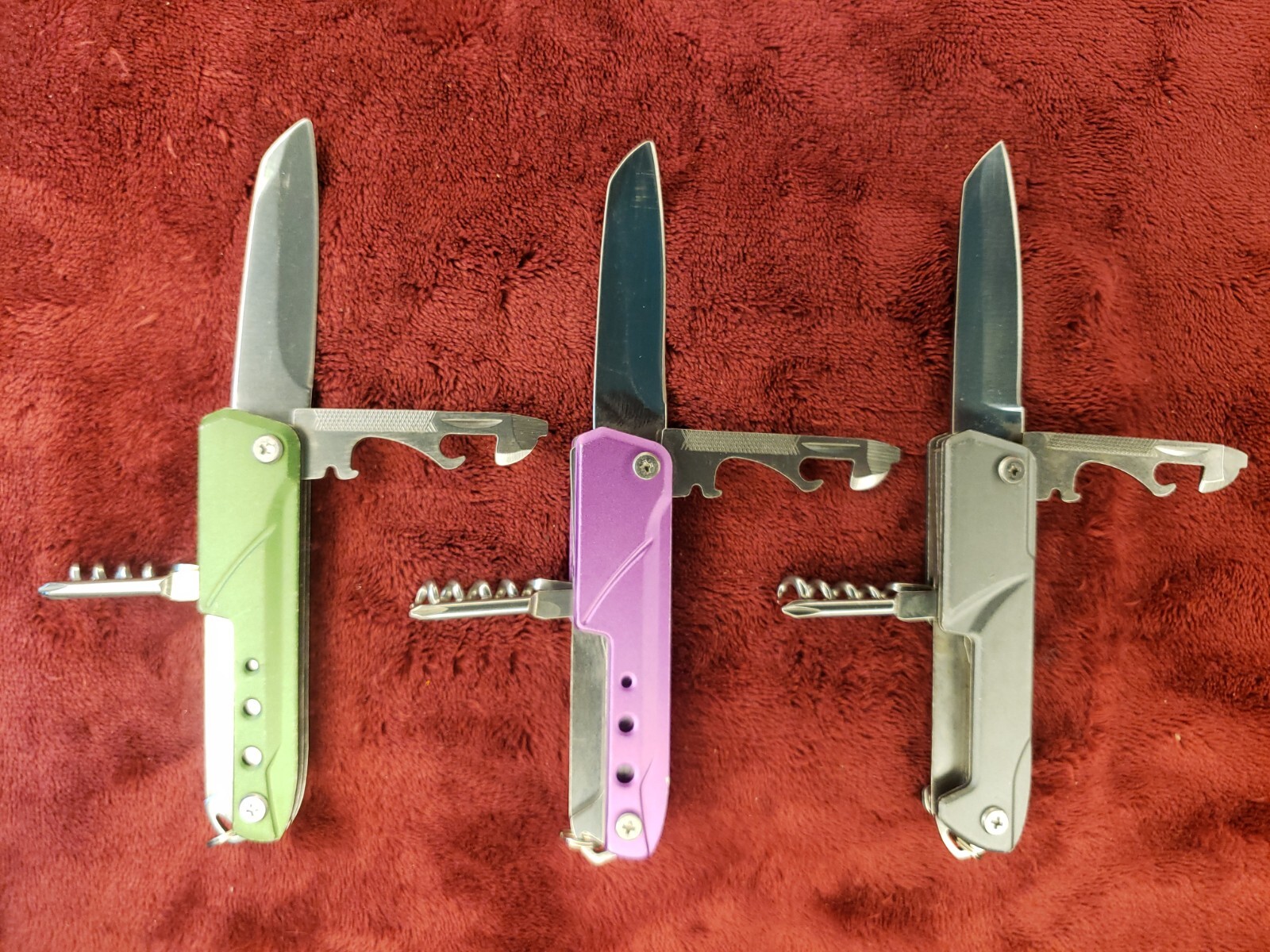 Lot 3 Cabela’s 8-In-1 Pocket Tool Green Purple Gray