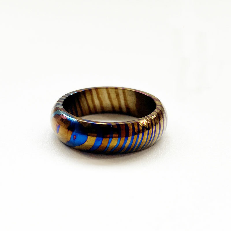 Titanium MokuTi Timascus Round Finger Ring Necklace Pendant Bead Decorative EDC