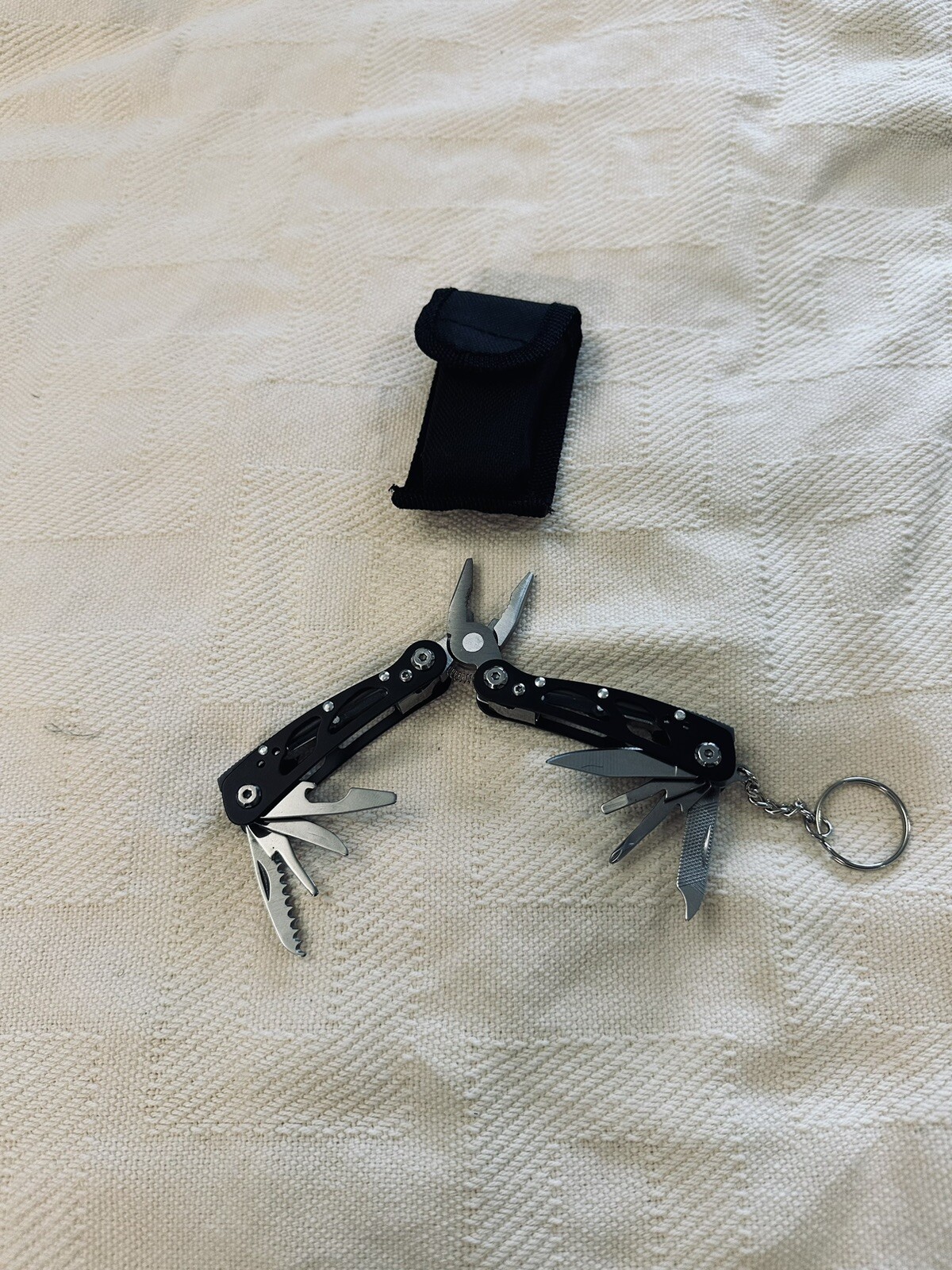 Folding Tools-Black & Silver W/Case and Key Chain