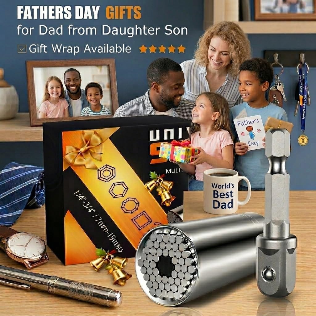 Regalos de herramientas de enchufe para hombres, juego de agarre con adaptador