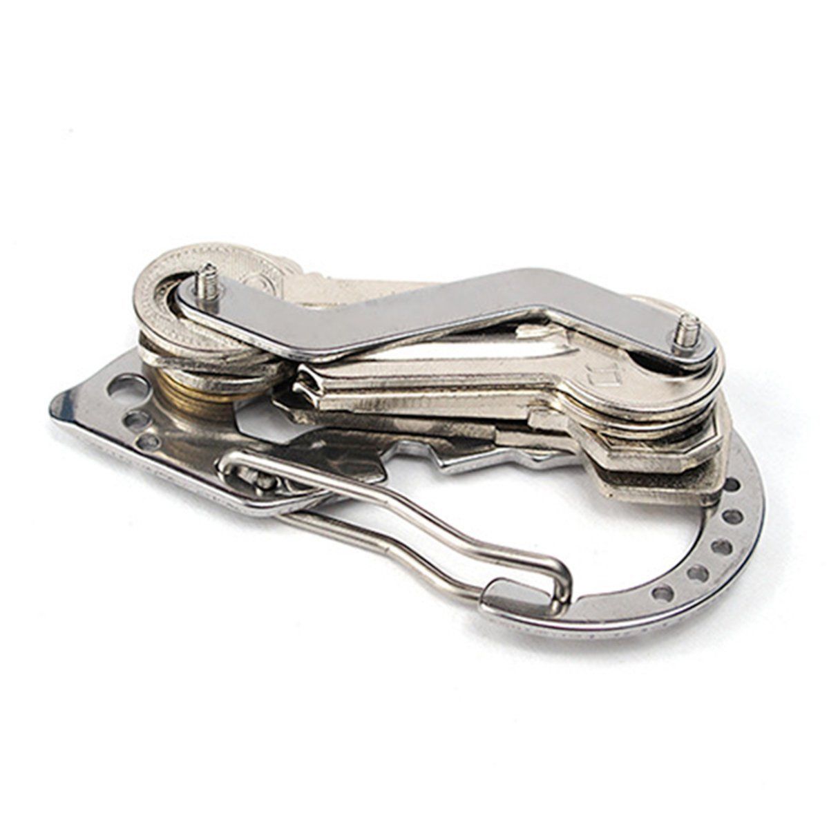 Stainless Multi Tool EDC Pocket Survival Carabiner Screwdriver Keychain Wrench