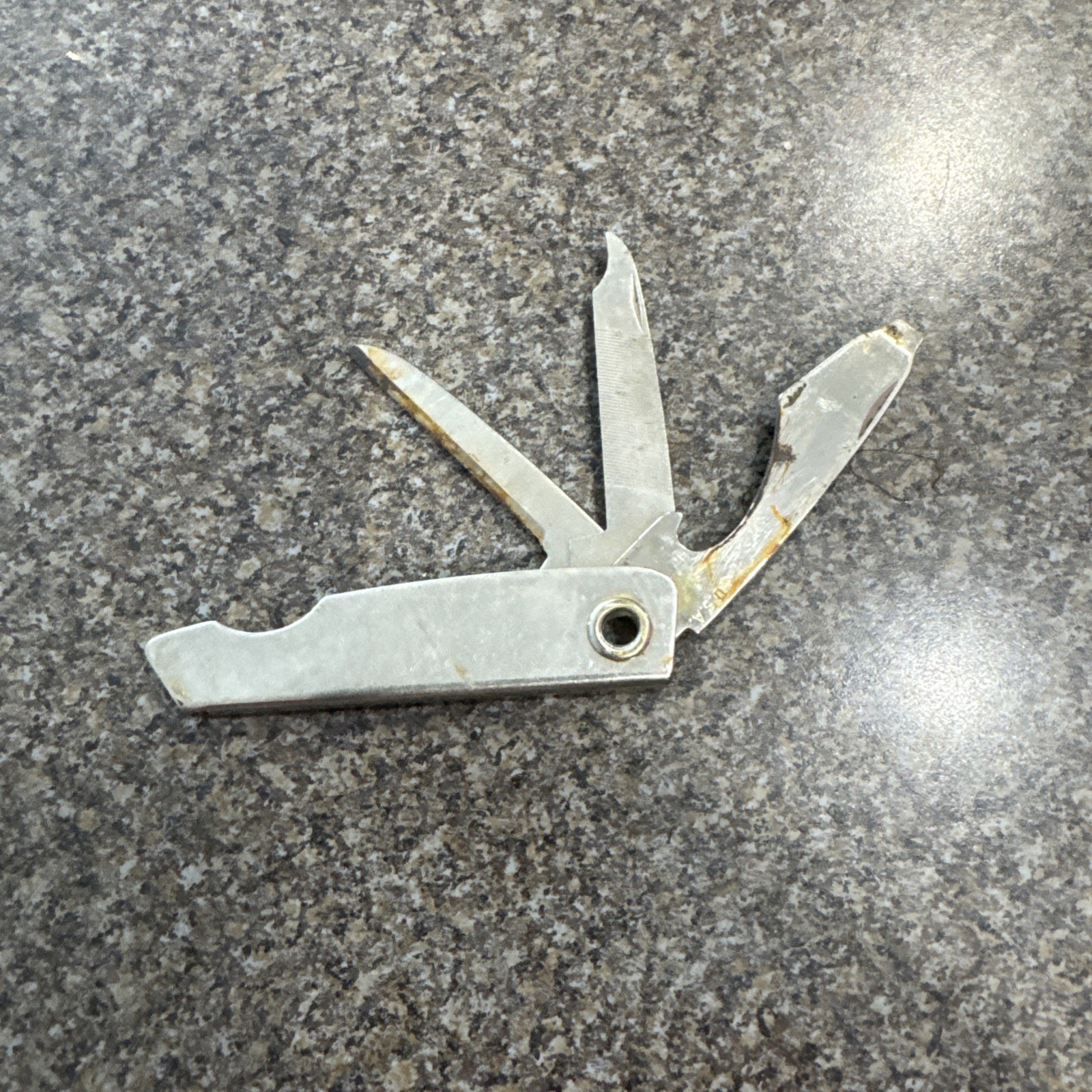 Silver Metal Multi-Tool Knife, Bottle Opener, Folding Design key chain