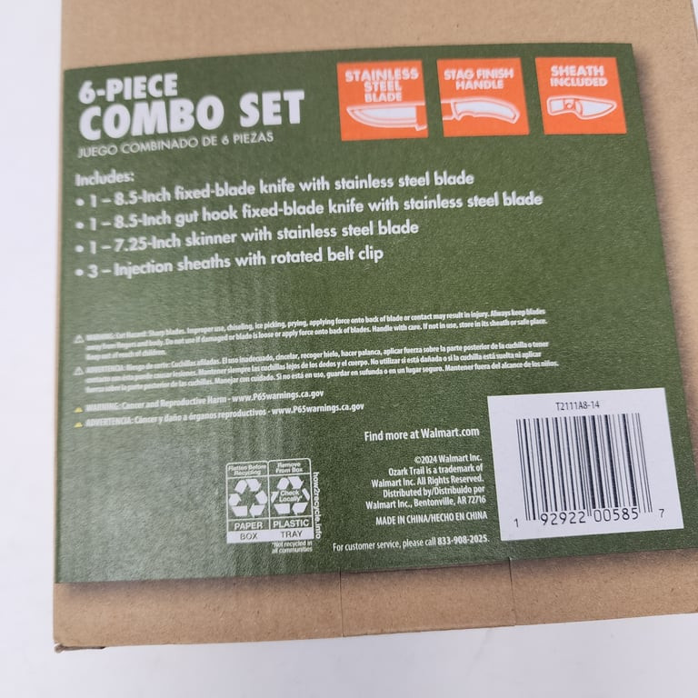Ozark Trail 6 Piece Knife Combo Set With Sheaths Stainless Steel Outdoor Trail