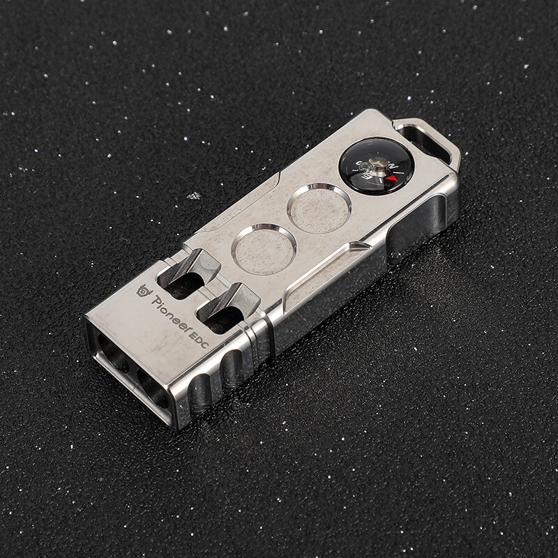 120DB Titanium Double Tube Whistle w/ Compass Outdoor Survival EDC SOS Tools