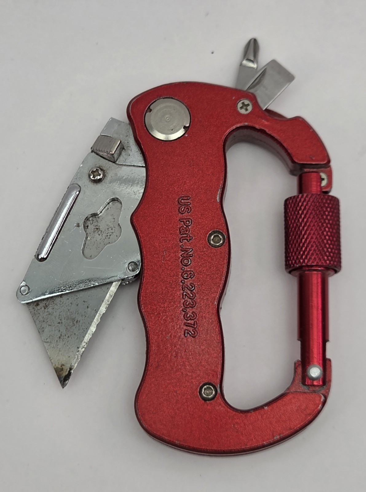 Carabiner Multitool Knife Red Color Razor Blade