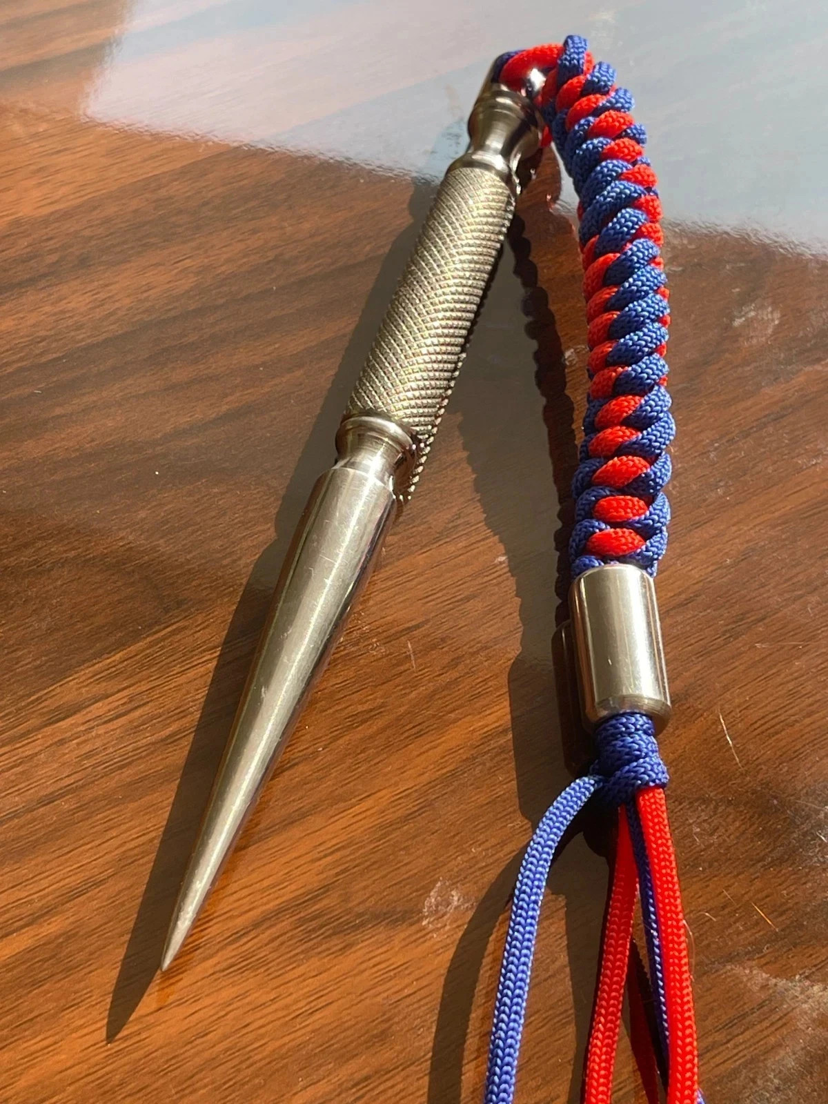 Handmade Spike Dagger Pendant Paracord Necklace Tactical Style Metal Charm EDC C