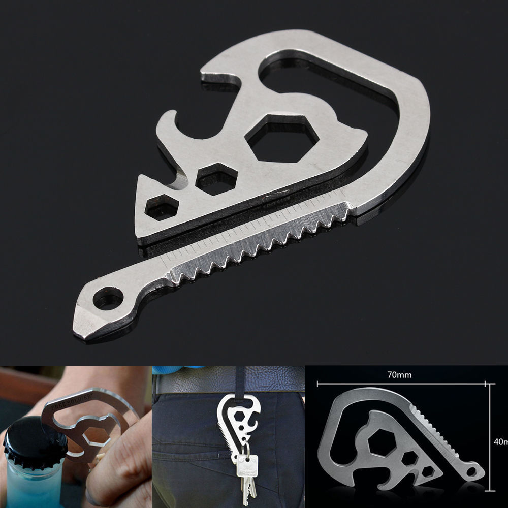 EDC Multi Tool Beer Bottle Opener Survival Wrench Saws Keychain screw driver