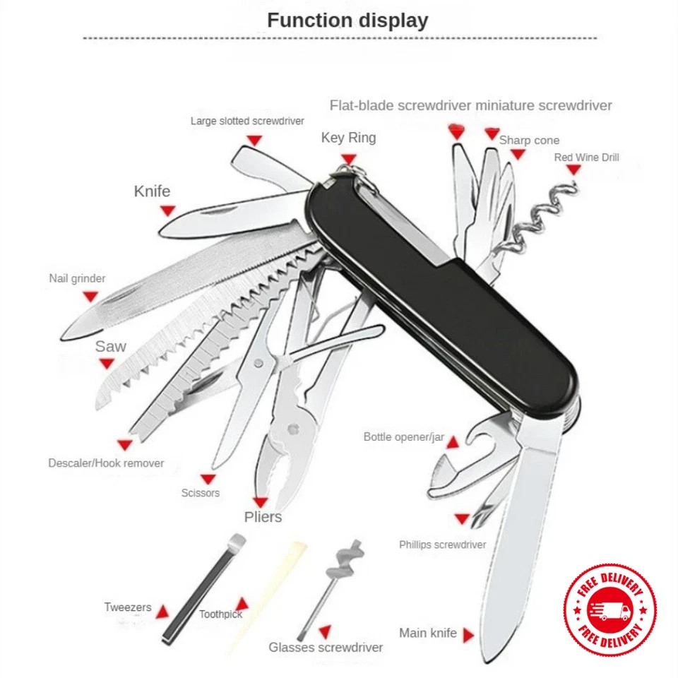 Portable Pocket Outdoor Camping Multi-Purpose Tool Knife Function Knife US