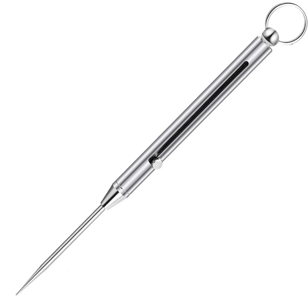 Titanium Alloy Retractable Toothpick Portable EDC Keychain Fruit Fork Tool