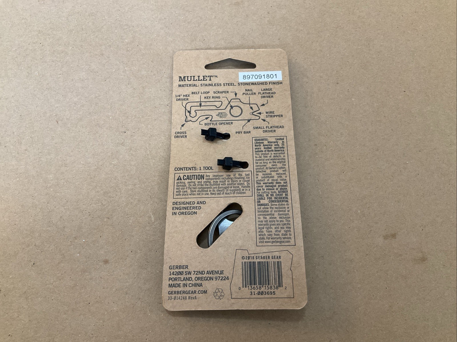 Gerber Mullet Keychain Multi Tool 9 in 1 Belt Loop Carry Travel Friendly