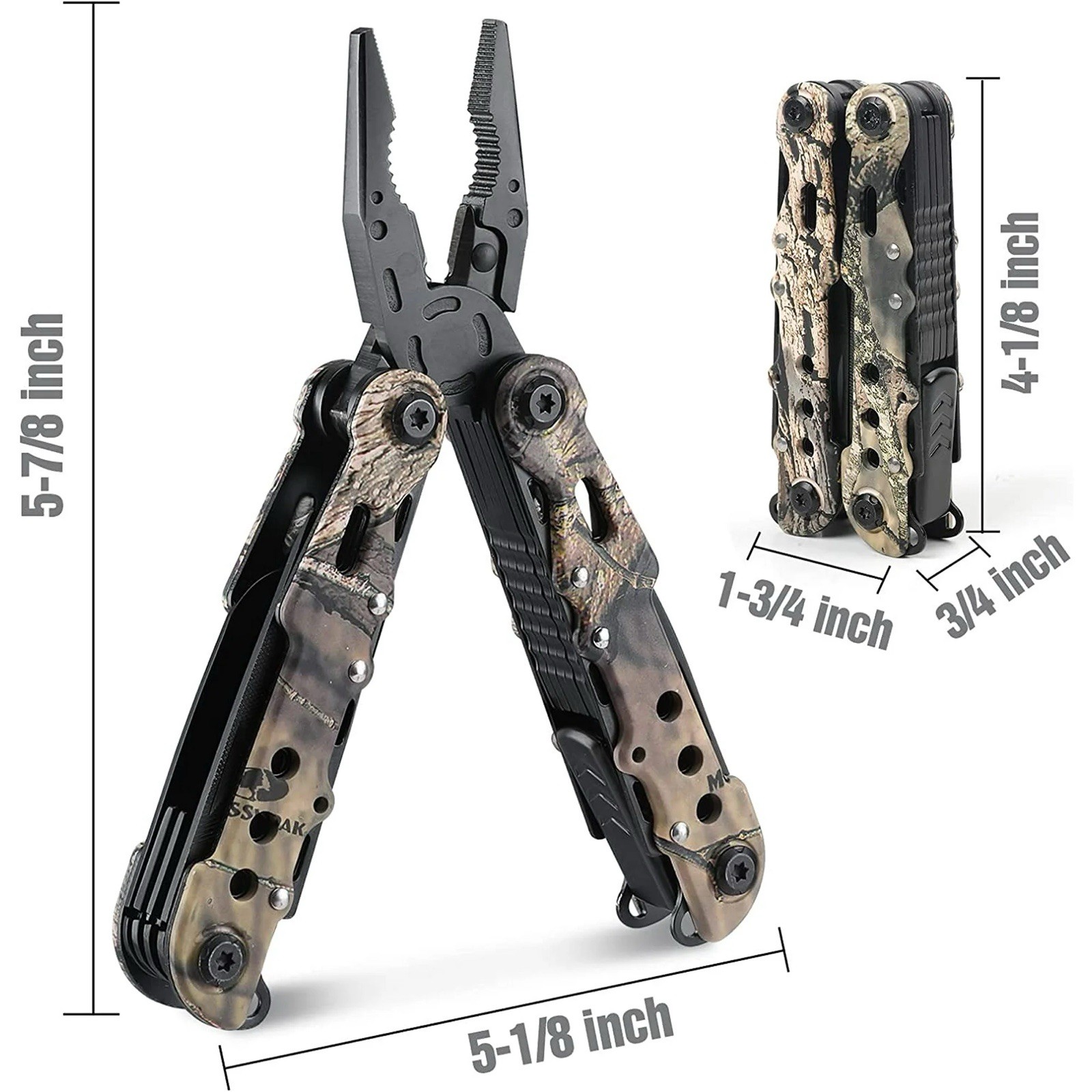 Mossy Oak Camouflage Stainless Steel Multi-Tool 13 Tools with Sheath