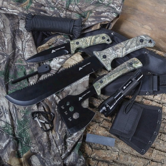 Ozark Trail 12 Piece Camping Tool Set with Flashlight and Machete
