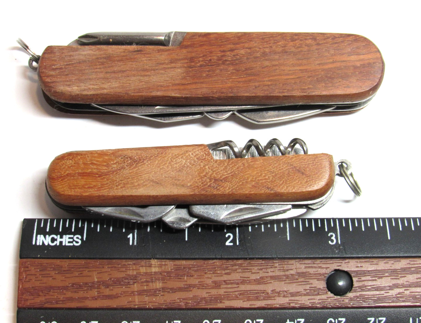 Set of 2 Wood Trim Multi Function Pocket Knife Camping Hiking Tool+Beltloop clip