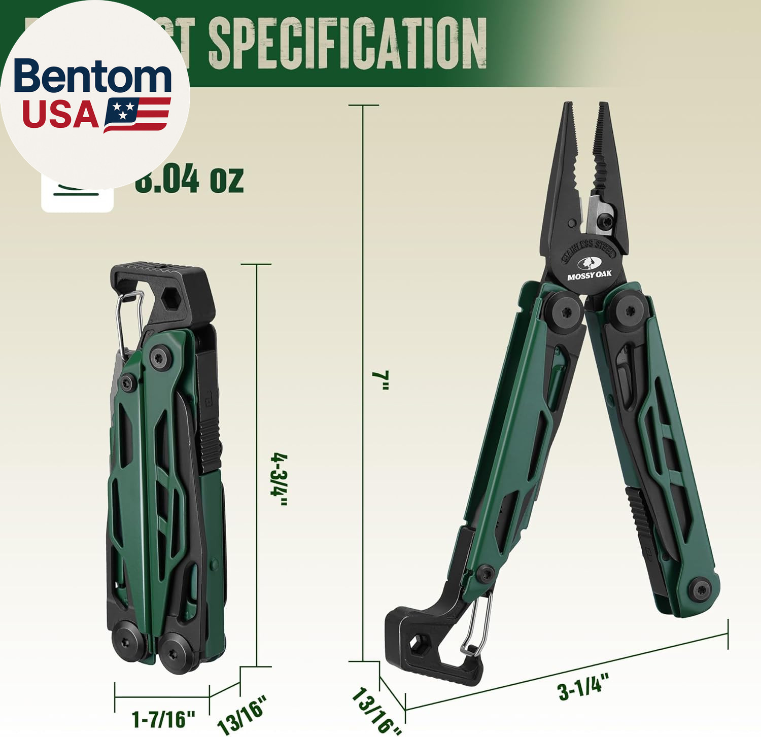 Cnc-Machined Multitool Pliers, 27-In-1 Multi Tool with Pocket Knife, Fire Starte