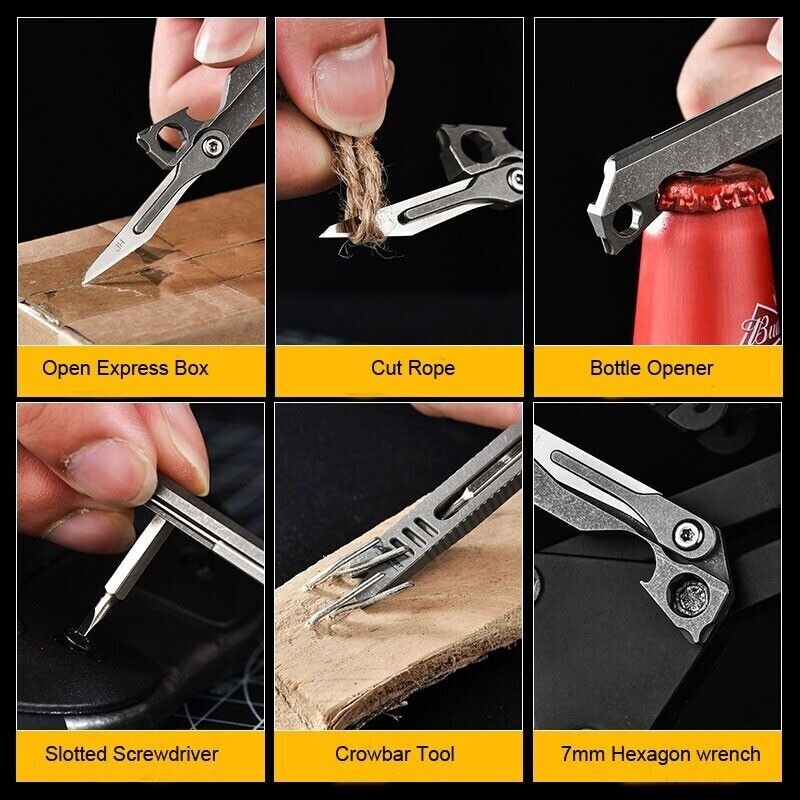 New EDC Pry Bar Crowbar Bottle Opener Wrench Utility Knife Pocket Tools