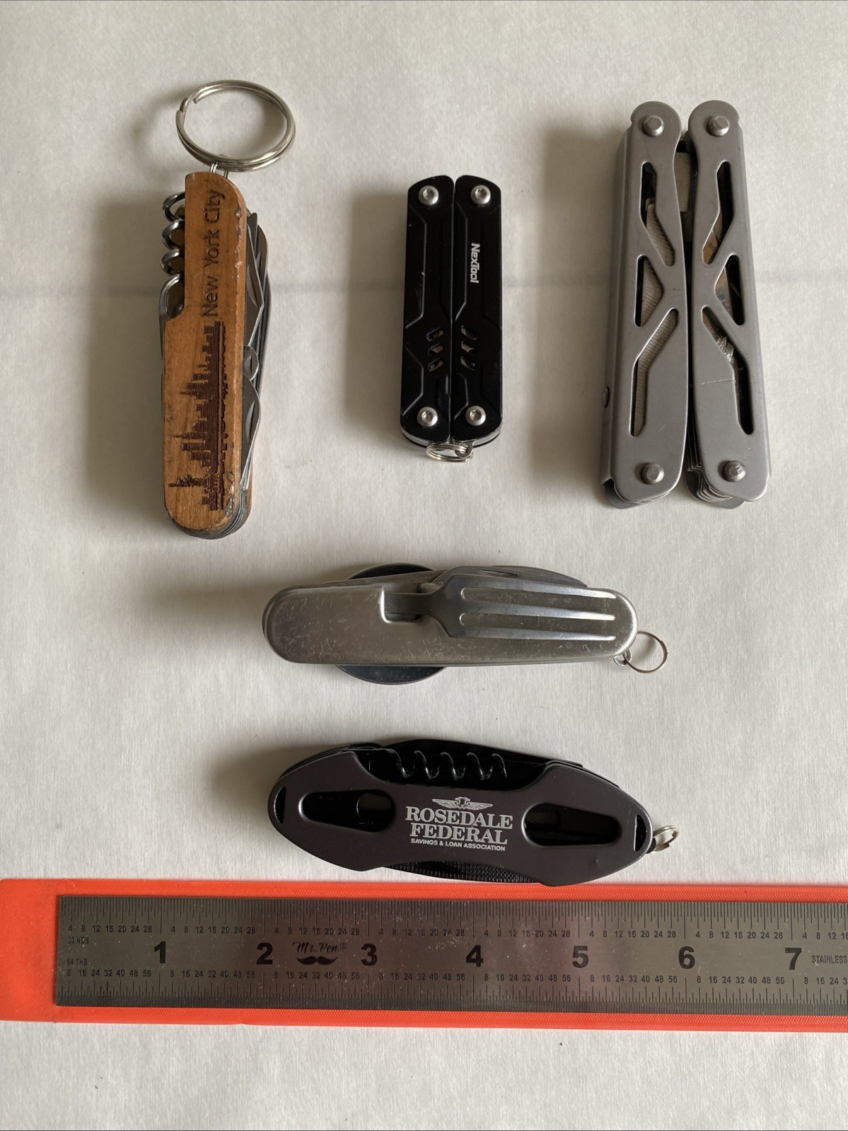 Lot – 5 Various Brands Camping Kit Mini & Full Size Multi Tool Mess Kit Tool Set